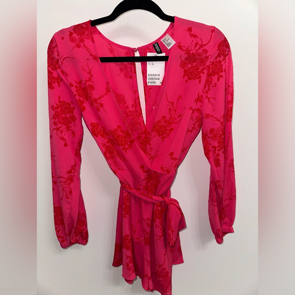 Pink floral romper